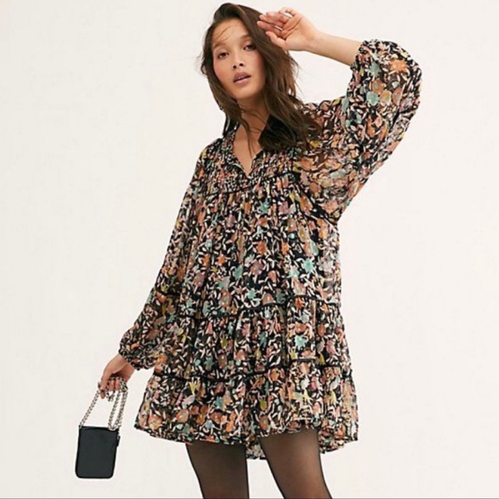 PRICE IS FIRM! Free People Free Swinging Floral Boho Mini Dress L